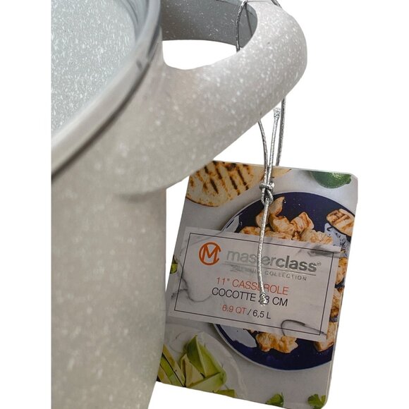 Cookware 11” Casserole Pot 2 Pc. Gray W/White Specs Master Class New With Tags! - Picture 4 of 7